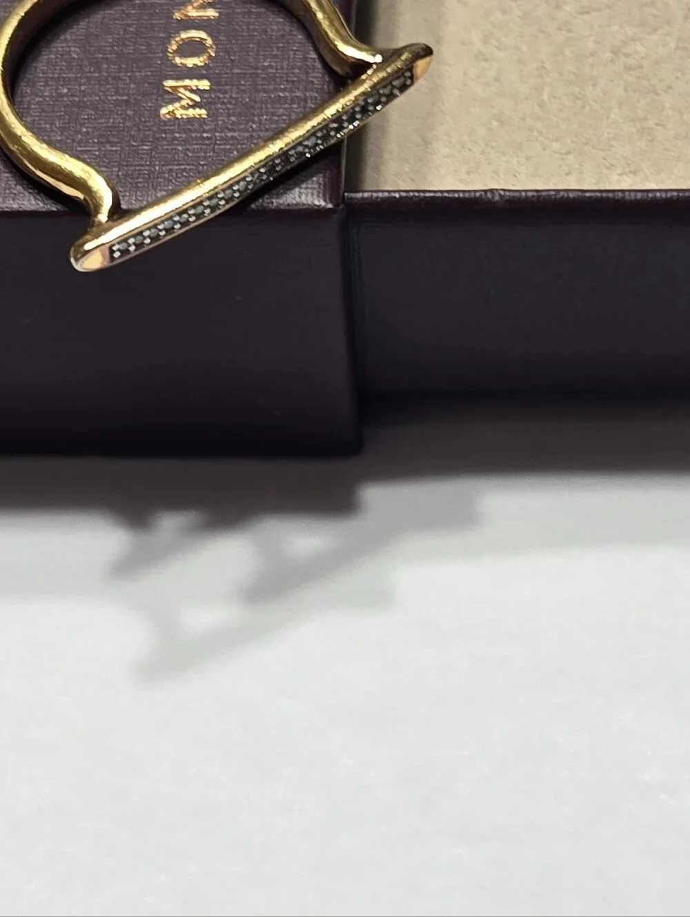 Monica Vinader Skinny Stacking Ring - 18k Gold Vermeil & Diamond - Size 7.5